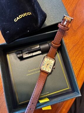 Women’s Caducci "Lucky Fox" Vintage-Style Rectangular Watch – Brand New in Box